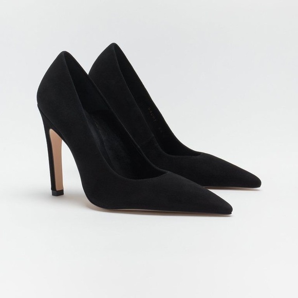 Good American Shoes - GOOD AMERICAN icon Pointed Toe Black Heels Suede High Heel Shoe 7.5 NEW $170